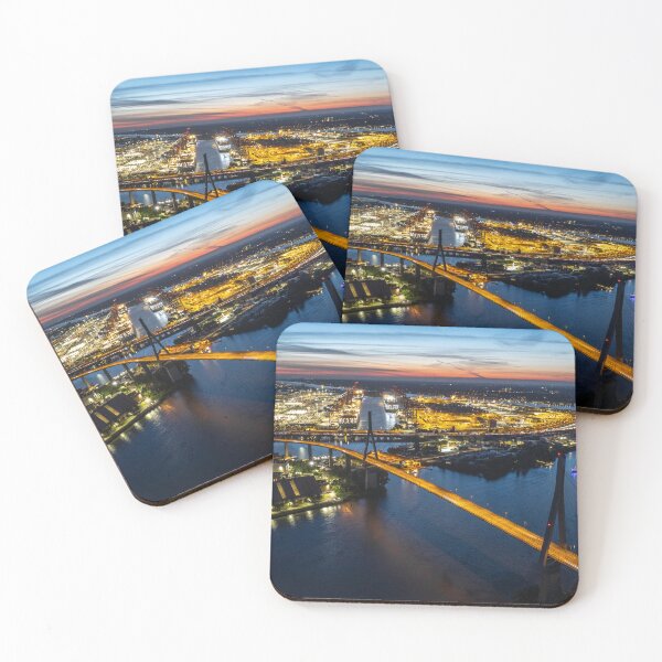 Item preview, Port of Hamburg at night designed and sold by KreativFoto.
