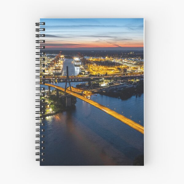 Item preview, Port of Hamburg at night designed and sold by KreativFoto.