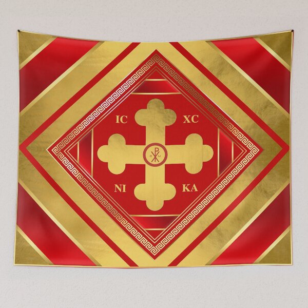 Item preview, Greek Orthodox Cross Red Gold Trim ICXC NIKA designed and sold by Yiorgos Designs.