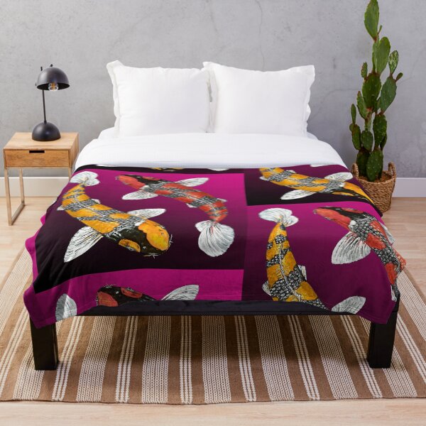 Item preview, Lucky Jumping YinYang Black Red, Orange Yellow Fish | Wine Background designed and sold by Koiartsandus.