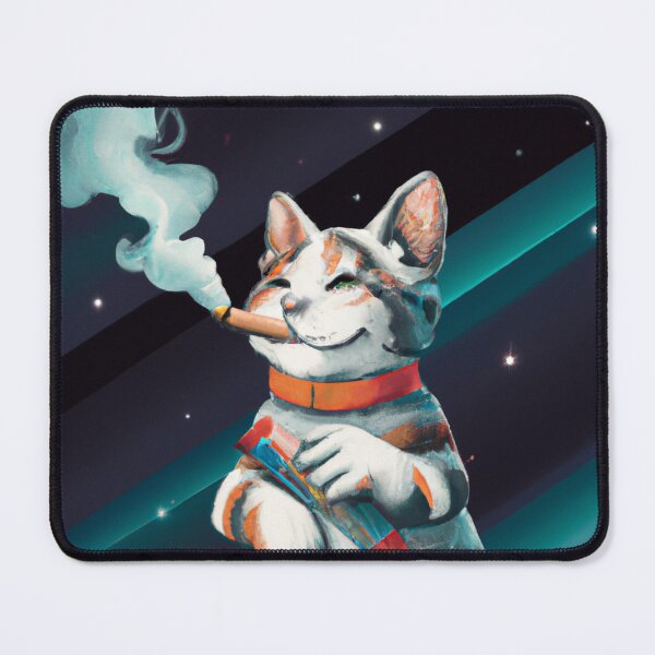 Item preview, space cat smoking designed and sold by kushyBoo.