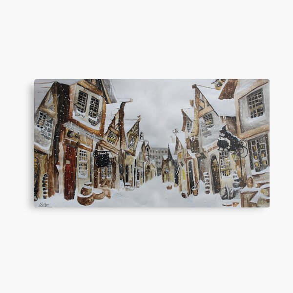 Hogsmeade in the Snow Metal Print