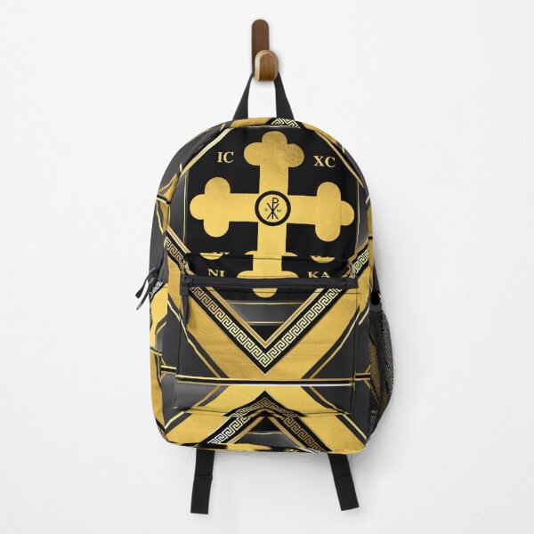 Item preview, Greek Orthodox Cross Black Gold Trim ICXC NIKA designed and sold by Yiorgos Designs.