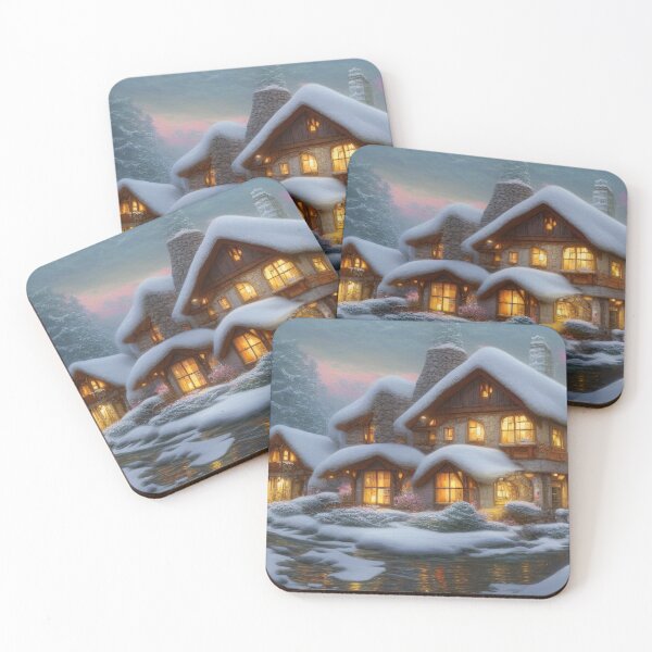 Item preview, Magical Fantasy Cottage with Lights In A Snowy Scene, Scenery Nature designed and sold by NatureFood.