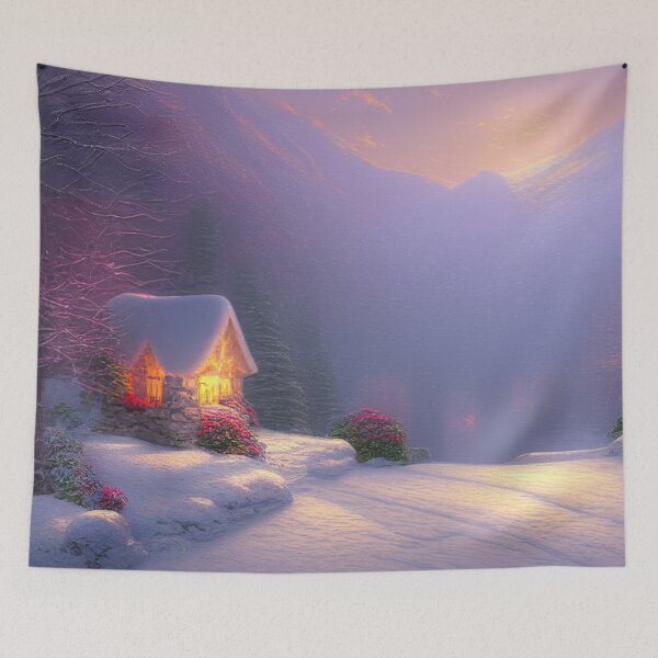 Item preview, Magical Fantasy Cottage with Lights In A Snowy Scene, Scenery Nature designed and sold by NatureFood.
