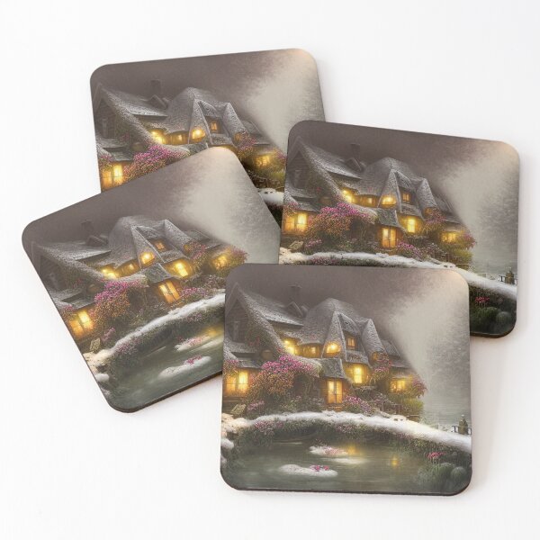 Item preview, Magical Fantasy Cottage with Lights In A Snowy Scene, Scenery Nature designed and sold by NatureFood.