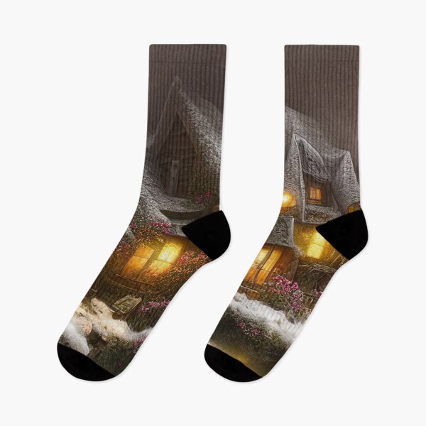 Item preview, Magical Fantasy Cottage with Lights In A Snowy Scene, Scenery Nature designed and sold by NatureFood.