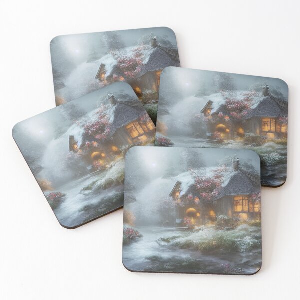 Item preview, Magical Fantasy Cottage with Lights In A Snowy Scene, Scenery Nature designed and sold by NatureFood.