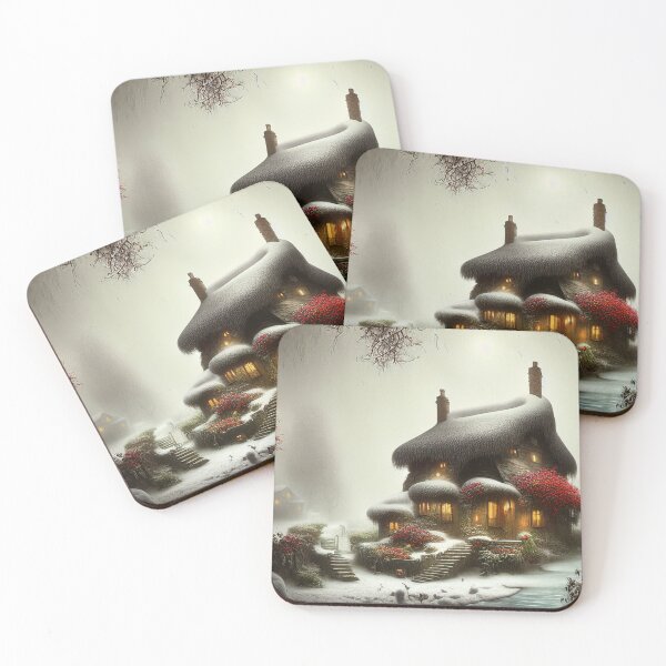 Item preview, Magical Fantasy Cottage with Lights In A Snowy Scene, Scenery Nature designed and sold by NatureFood.