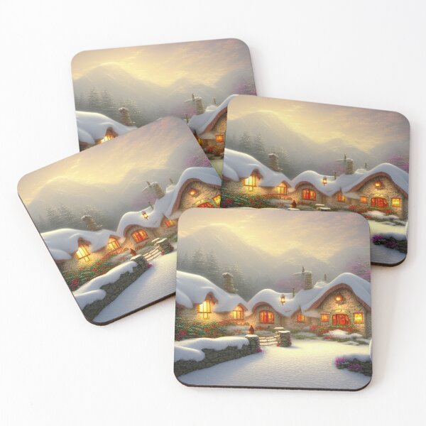 Item preview, Magical Fantasy Cottage with Lights In A Snowy Scene, Scenery Nature designed and sold by NatureFood.