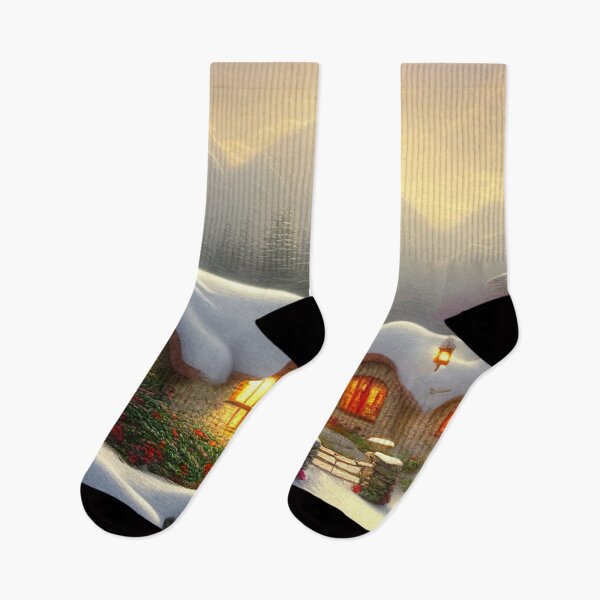 Item preview, Magical Fantasy Cottage with Lights In A Snowy Scene, Scenery Nature designed and sold by NatureFood.