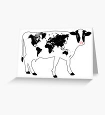 Map of the World Cow Greeting Card