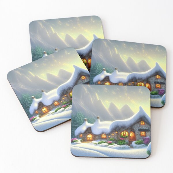 Item preview, Magical Fantasy Cottage with Lights In A Snowy Scene, Scenery Nature designed and sold by NatureFood.