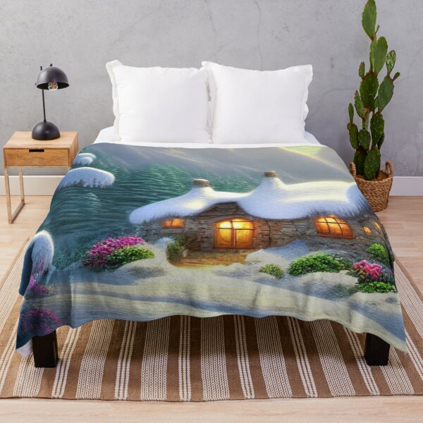 Item preview, Magical Fantasy Cottage with Lights In A Snowy Scene, Scenery Nature designed and sold by NatureFood.