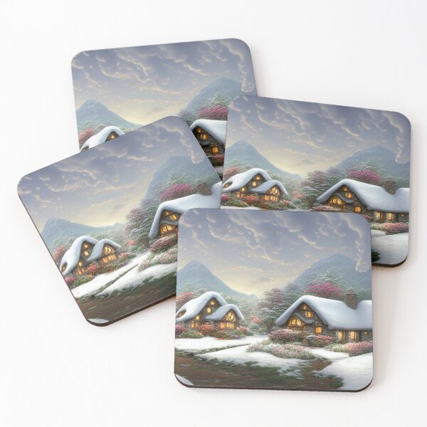 Item preview, Magical Fantasy Cottage with Lights In A Snowy Scene, Scenery Nature designed and sold by NatureFood.
