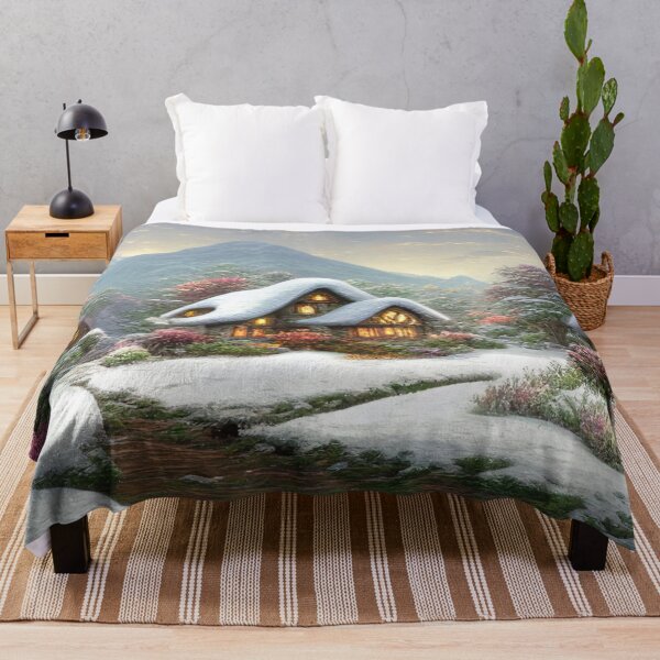 Item preview, Magical Fantasy Cottage with Lights In A Snowy Scene, Scenery Nature designed and sold by NatureFood.