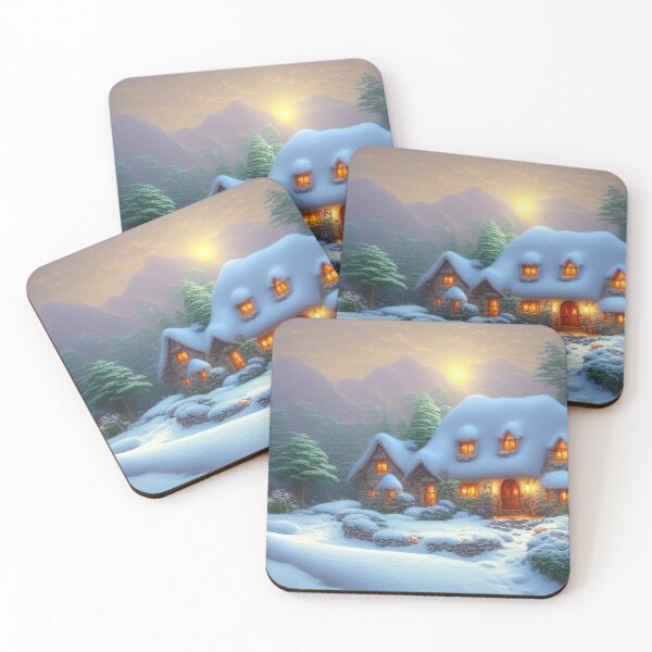Item preview, Magical Fantasy Cottage with Lights In A Snowy Scene, Scenery Nature designed and sold by NatureFood.