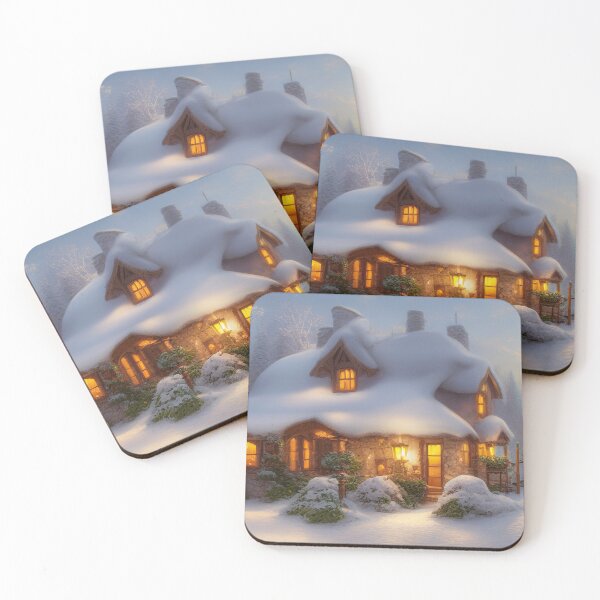 Item preview, Magical Fantasy Cottage with Lights In A Snowy Scene, Scenery Nature designed and sold by NatureFood.