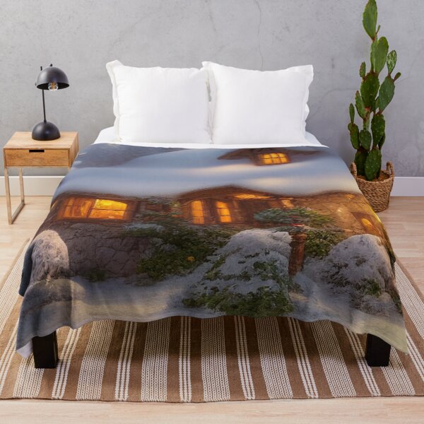 Item preview, Magical Fantasy Cottage with Lights In A Snowy Scene, Scenery Nature designed and sold by NatureFood.
