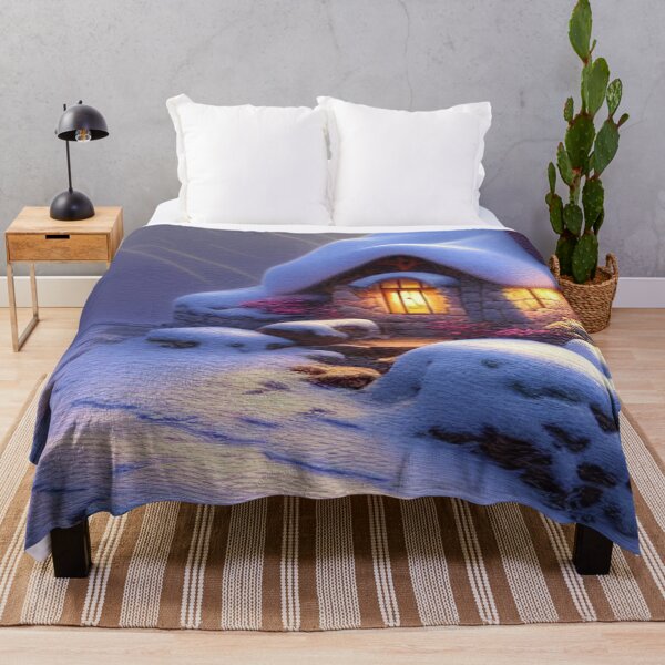 Item preview, Magical Fantasy Cottage with Lights In A Snowy Scene, Scenery Nature designed and sold by NatureFood.