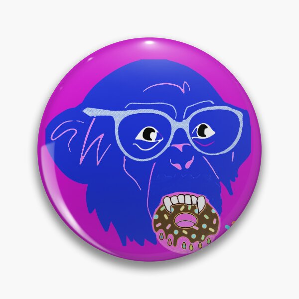 Item preview, Blue Monkey eating donut designed and sold by Nonsense and Relish.