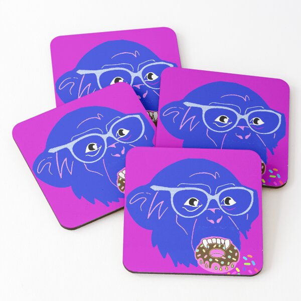 Item preview, Blue Monkey eating donut designed and sold by Nonsense and Relish.
