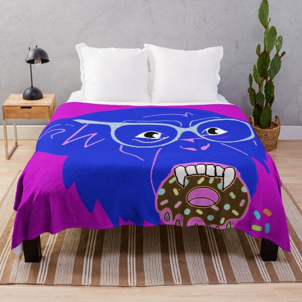 Item preview, Blue Monkey eating donut designed and sold by Nonsense and Relish.