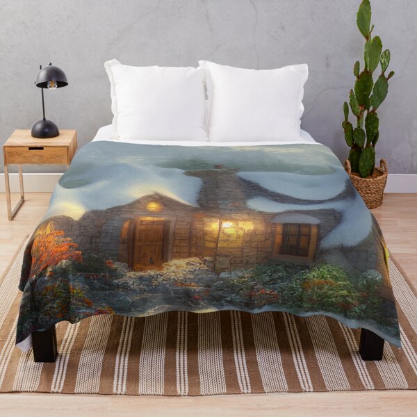 Item preview, Magical Fantasy Cottage with Lights In A Snowy Scene, Scenery Nature designed and sold by NatureFood.