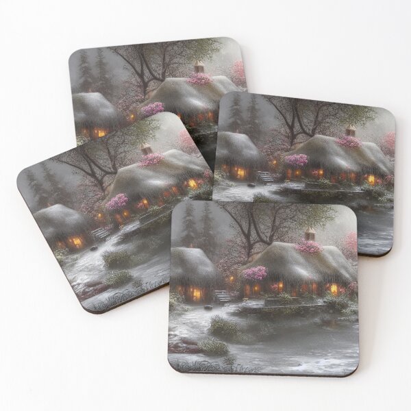 Item preview, Magical Fantasy Cottage with Lights In A Snowy Scene, Scenery Nature designed and sold by NatureFood.