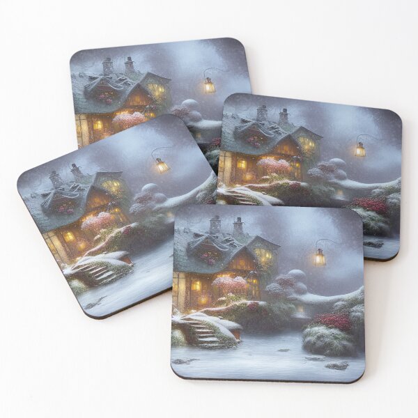 Item preview, Magical Fantasy Cottage with Lights In A Snowy Scene, Scenery Nature designed and sold by NatureFood.