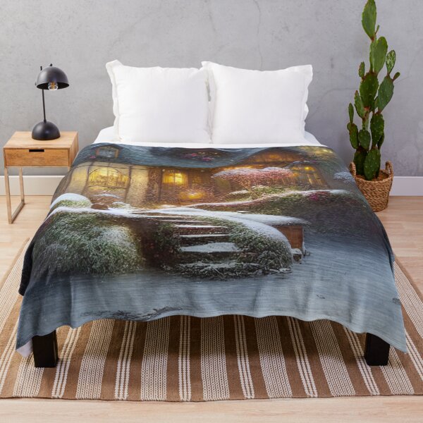 Item preview, Magical Fantasy Cottage with Lights In A Snowy Scene, Scenery Nature designed and sold by NatureFood.
