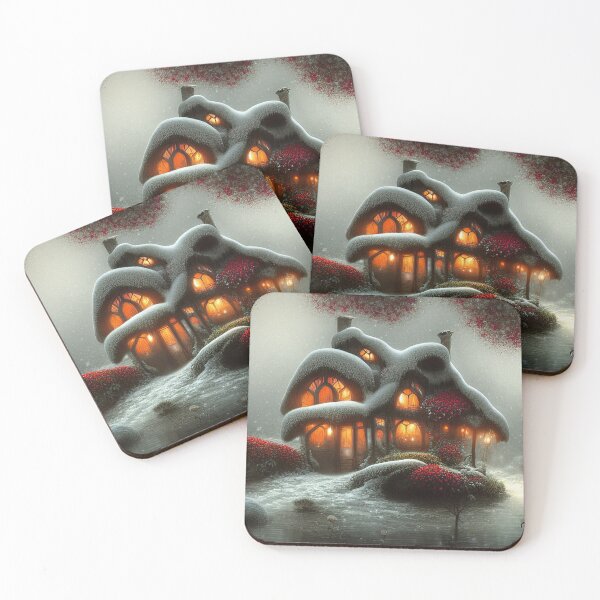 Item preview, Magical Fantasy Cottage with Lights In A Snowy Scene, Scenery Nature designed and sold by NatureFood.