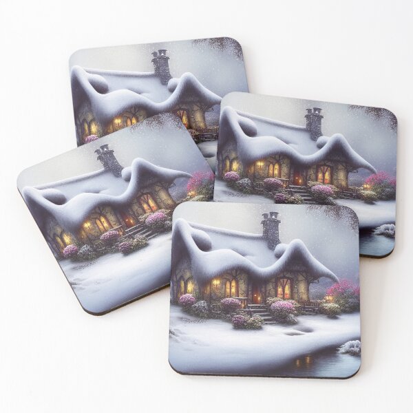 Item preview, Magical Fantasy Cottage with Lights In A Snowy Scene, Scenery Nature designed and sold by NatureFood.