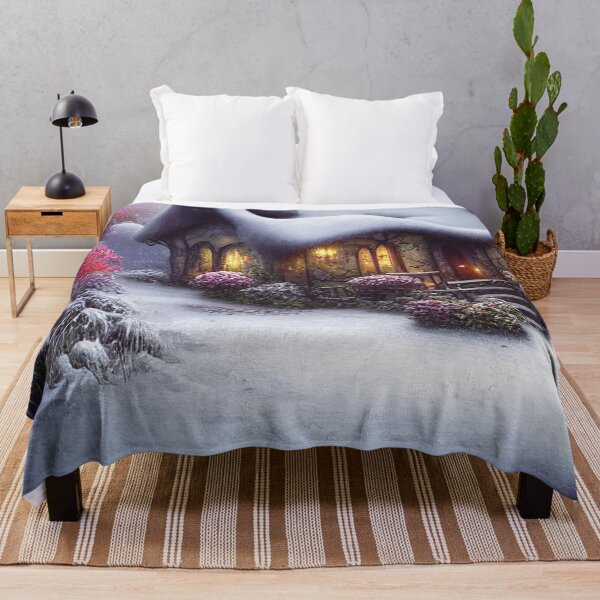 Item preview, Magical Fantasy Cottage with Lights In A Snowy Scene, Scenery Nature designed and sold by NatureFood.
