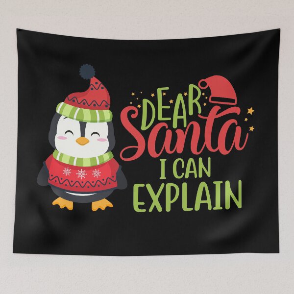 Item preview, Dear Santa I Can Explain - Cute Penguin in Winter Outfit designed and sold by Trinket-Trickster.