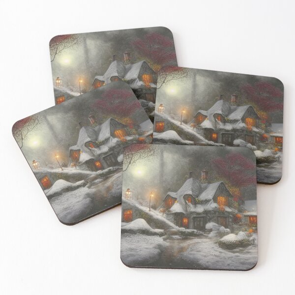 Item preview, Magical Fantasy Cottage with Lights In A Snowy Scene, Scenery Nature designed and sold by NatureFood.