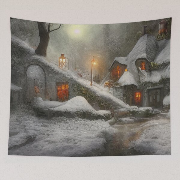 Item preview, Magical Fantasy Cottage with Lights In A Snowy Scene, Scenery Nature designed and sold by NatureFood.