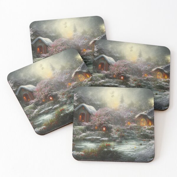 Item preview, Magical Fantasy Cottage with Lights In A Snowy Scene, Scenery Nature designed and sold by NatureFood.