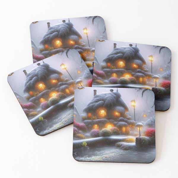 Item preview, Magical Fantasy Cottage with Lights In A Snowy Scene, Scenery Nature designed and sold by NatureFood.