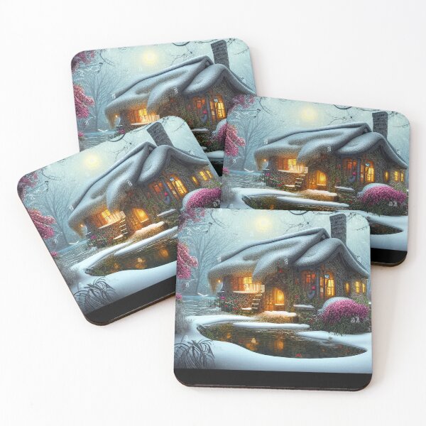 Item preview, Magical Fantasy Cottage with Lights In A Snowy Scene, Scenery Nature designed and sold by NatureFood.