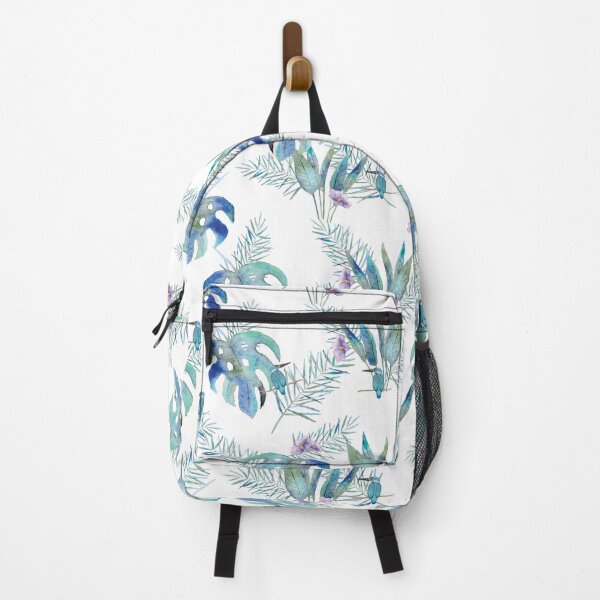 Item preview, blue tropical leaves and flowers designed and sold by Rach-h-Designs.