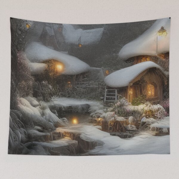 Item preview, Magical Fantasy Cottage with Lights In A Snowy Scene, Scenery Nature designed and sold by NatureFood.