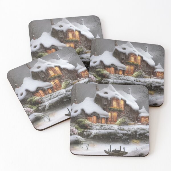 Item preview, Magical Fantasy Cottage with Lights In A Snowy Scene, Scenery Nature designed and sold by NatureFood.