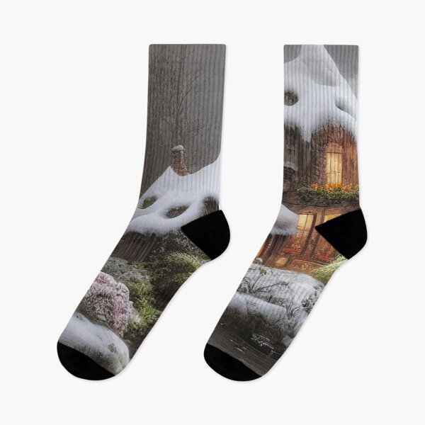 Item preview, Magical Fantasy Cottage with Lights In A Snowy Scene, Scenery Nature designed and sold by NatureFood.