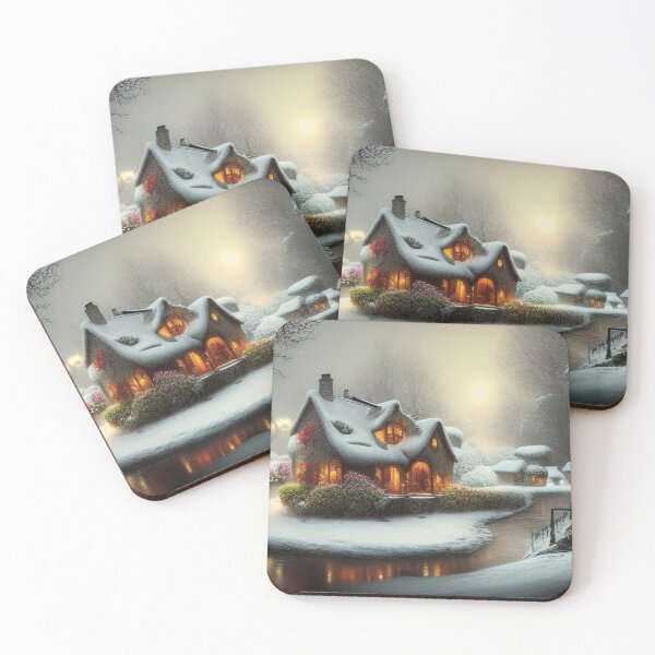 Item preview, Magical Fantasy Cottage with Lights In A Snowy Scene, Scenery Nature designed and sold by NatureFood.