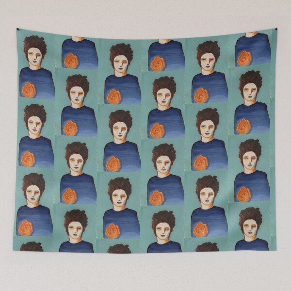 Item preview, Waiting or Girl With The Orange Flower designed and sold by rowenamurillo.