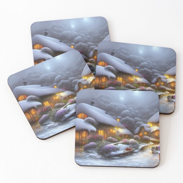 Item preview, Magical Fantasy Cottage with Lights In A Snowy Scene, Scenery Nature designed and sold by NatureFood.