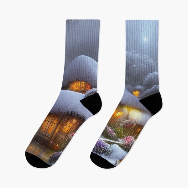 Item preview, Magical Fantasy Cottage with Lights In A Snowy Scene, Scenery Nature designed and sold by NatureFood.