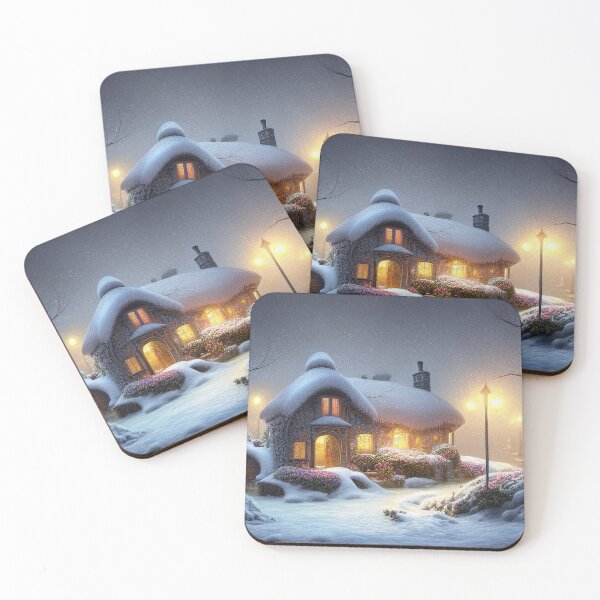 Item preview, Magical Fantasy Cottage with Lights In A Snowy Scene, Scenery Nature designed and sold by NatureFood.