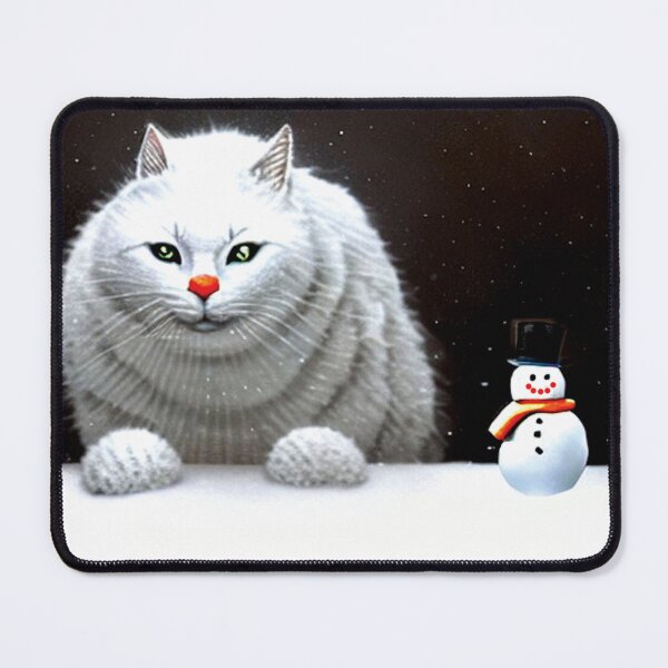 Item preview, christmas next day delivery White Cat and Snowman AI designed and sold by SBlagojevic.
